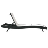 Sun Lounger Black and White 197 x 70 x 82 cm Poly Rattan 42009978