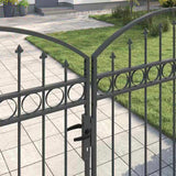 Fence Gate ASSEN 301 x 200 cm Steel Grey Lockable 42008935