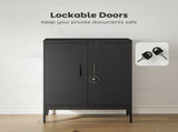 Metal Storage Cabinet with Lock and Adjustable Shelves - Black T3398P425017