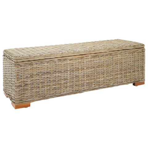 Storage Box 110 cm Natural Kubu Rattan & Solid Wood Mahogany 344884