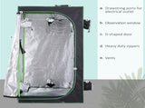 Grow Tent Reflective Mylar Hydroponic with Adjustable Vents and Floor Tray for Indoor Plant Growing, T3398P320048