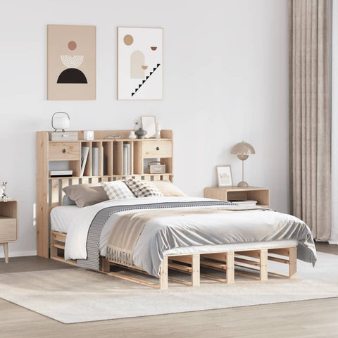 Bookcase Bed without Mattress 135x190 cm Double Solid Wood Pine 3323983