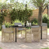 Garden Dining Set 5 pcs Beige Powder-Coated Steel 3380671