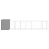 Dog House with Run Light Grey 165x863x181 cm Galvanised Steel 3189106