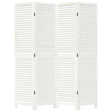 Room Divider 4 Panels White Solid Wood Paulownia 358834