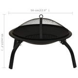 2-in-1 Fire Pit and BBQ with Poker 56x56x49 cm Steel 313352