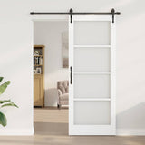 Sliding Door ORKDAL White 83 x 211 cm Solid Pine Wood and Glass 3332448
