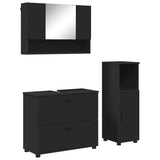 Bathroom Furniture Set 3 pcs Black Engineered Wood and Metal 3393024