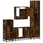 ZNTS 4 Piece Bathroom Furniture Set Smoked Oak Engineered Wood 3301222