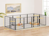 12-Panel Solid Dog Playpen with Doors, for Large Dogs, 100cm Tall, Black T3398P376287