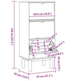 Shoe Cabinet OTTA with 3 Drawers Brown Solid Wood Pine 351309