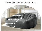 2 Seater Plush Bean Bag Sofa, Gray Shiny Silver Speck Oversized Lazy Couch, High Density Sponge T5592P539594