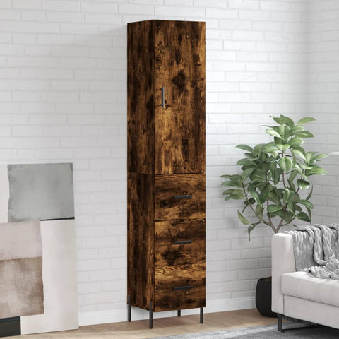 Highboard Smoked Oak 34.5x34x180 cm Engineered Wood 3198862