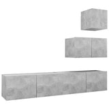 4 Piece TV Cabinet Set Concrete Grey Engineered Wood 3079155