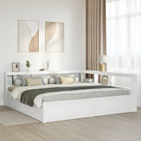 Bookcase Bed without Mattress White 180x200cm Solid Wood Pine 3324452