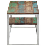 Coffee Table Silver Stainless Steel and Solid Wood Reclaimed 350024