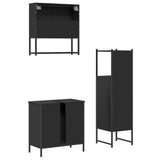 ZNTS 3 Piece Bathroom Furniture Set Black Engineered Wood 3214700