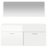 Bathroom Cabinet with Mirror High Gloss White Engineered Wood 833888