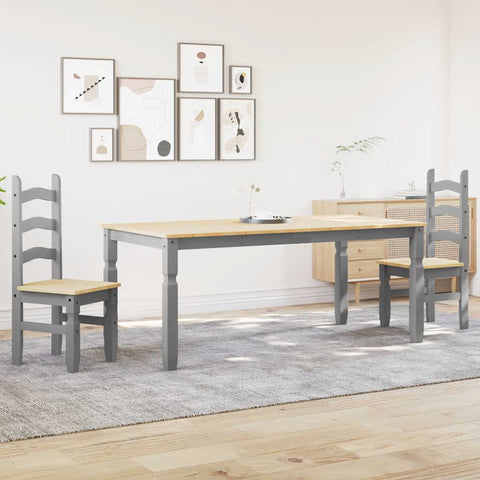 ZNTS 3 Piece Dining Set Panama Grey Solid Wood Pine 3345207