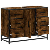 Bathroom Sink Cabinet Smoked Oak 80x33x60 cm Engineered Wood 849281
