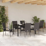 Garden Dining Set 7 pcs Brown Powder-Coated Steel 3379398