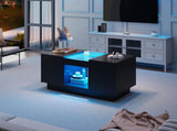 LED Coffee Table for Living Room, Modern Coffee Table with Storage with LED Lights, 2 Tiers and 2 N605P225560B
