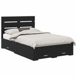 Bed Frame with Drawer Black Oak 120 x 190 cm Engineered Wood 3411997