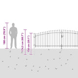 Double Gate with Lock Woerden Grey 400 x 174.5 cm Steel 42008856