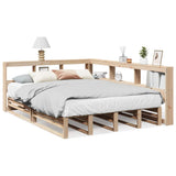 ZNTS Bookcase Bed without Mattress 135x190cm Solid Wood Pine 3324514