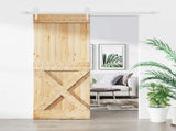 Sliding Door Natural and White 85 x 210 cm Solid Pine Wood 3445190