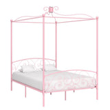 Canopy Bed Frame without Mattress Pink Metal 140x200 cm 284489