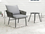 3-Piece Rattan Bistro Set, Garden Table and Chairs with 4 Cushions, Patio Rattan Conversation T3398P553416