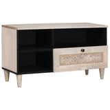 TV Cabinet Bleached White 80 x 33 x 46 cm Solid Mango Wood 4018133