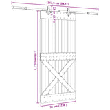 Sliding Door NARVIK Natural and Black 95 x 210 cm 3445381