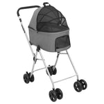 2-Layers Folding Dog Stroller Grey 83x48x97 cm Oxford Fabric 172205