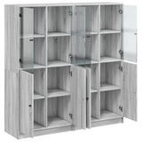 Bookcase with Doors Grey Sonoma 136x37x142 cm Engineered Wood 3206529