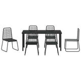 Garden Dining Set 7 pcs Black Powder-Coated Steel 3379391