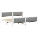 Bed frame White and light grey 200 x 200 cm Solid pine wood 3394302