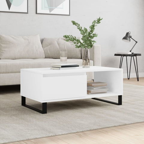 ZNTS Coffee Table White 90x50x36.5 cm Engineered Wood 830572