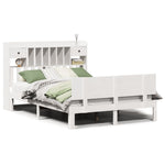 ZNTS Bookcase Bed without Mattress White 150x200 cm King Size Solid Wood Pine 3322695