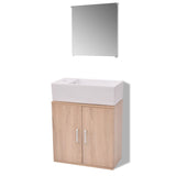Three Piece Bathroom Furniture and Basin Set Beige 272228