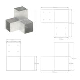 Post Connectors 4 pcs Y Shape Galvanised Metal 101x101 mm 145482