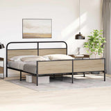 Metal Bed Frame without Mattress Smoked Oak 150x200 cm King Size 3318678