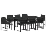 Garden Dining Set 9 pcs Black Poly Rattan 3380748