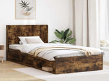 Bed Frame with Storage and Headboard Smoked Oak 100 x 200 cm 3413889