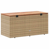 Garden Storage Box Beige 110x50x54 cm Poly Rattan Acacia Wood 365957
