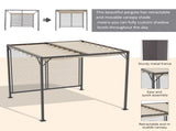 3 x 2.8m Metal Pergola, with Retractable Fabric Roof - Beige T3398P320021