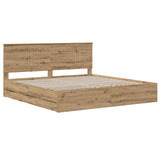 Bed Frame with Storage and Headboard Artisan Oak 180 x 200 cm 3445837