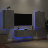 3 Piece TV Wall Cabinets with LED Lights Concrete Grey 3216877