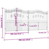 ZNTS Fence Gate with Spear Top Black 406x223 cm Powder-coated Steel 151103